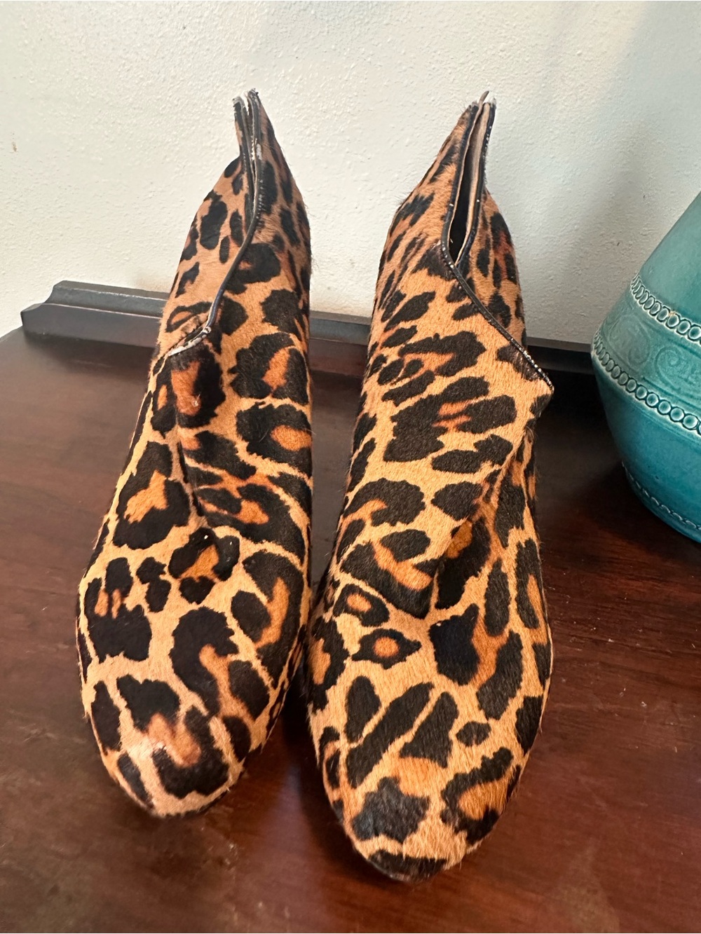 Nine West Leopard Print Ankle Booties in Brown and Black
